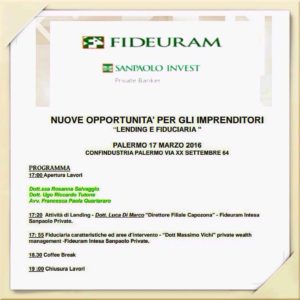 Confindustria Palermo: “Nuove opportunità per gli imprenditori – Lending & Fiduciaria”